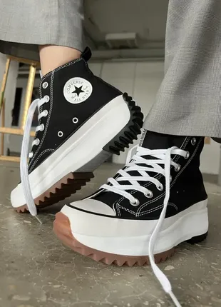 Женские кеды converse run star hike black / конверс ран стар хайк черные6 фото