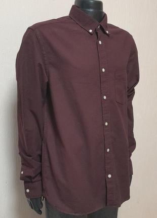 Шикарная оксфордская рубашка бордового цвета h&m l.o.g.g. made in bangladesh с биркой6 фото