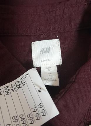 Шикарная оксфордская рубашка бордового цвета h&m l.o.g.g. made in bangladesh с биркой9 фото