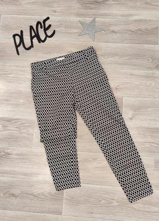 Брюки жіночі стильніh&m чорні з білим принтом стрейч