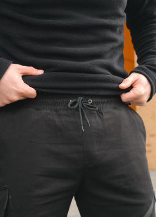 Демісезонні котонові штани карго чорні7 фото
