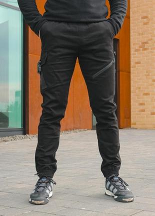 Демісезонні котонові штани карго чорні2 фото