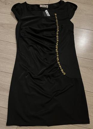 Сукня чорна вечірня  нарядна драпіровка камінчики