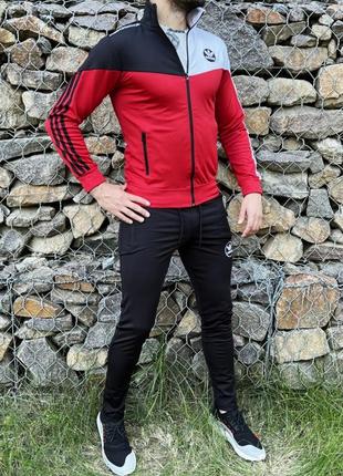 Спортивный костюм adidas performance черно-красный3 фото