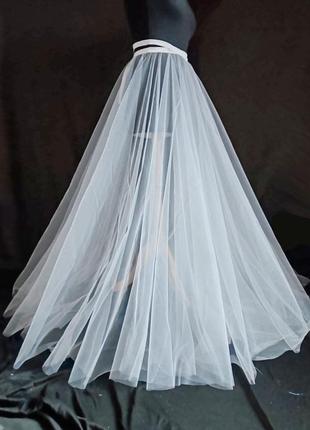 Юбка прозрачная фатиновая накидка шлейф для свадьбы невесты фотосессии3 фото