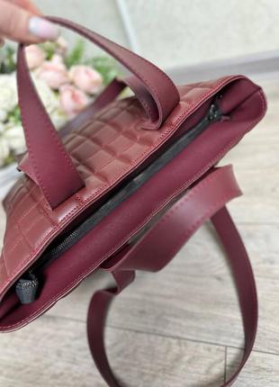 Женская стильная и качественная сумка шоппер из эко кожи бордо6 фото