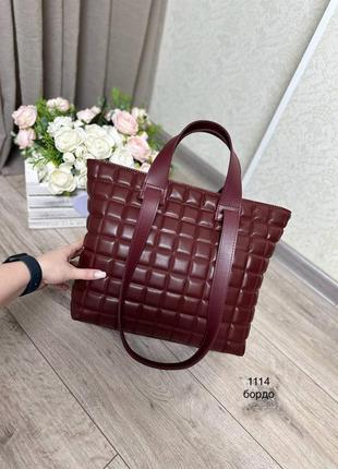 Женская стильная и качественная сумка шоппер из эко кожи бордо2 фото