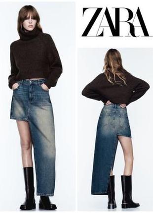 Шикарна асиметрична джинсова спідниця zara. нова. розмір м