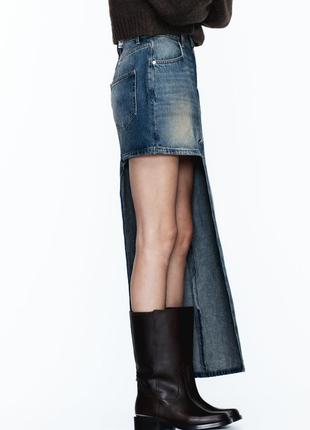 Шикарна асиметрична джинсова спідниця zara. нова. розмір м4 фото