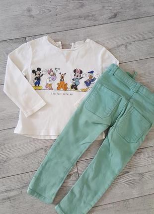 Набор комплект костюм для девочки реглан zara disneymickey mouse и джинсы hema