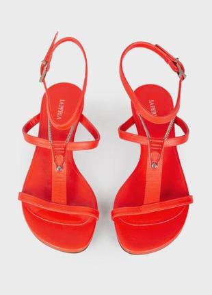 Витончені шкіряні босоніжки la perla італія ефектні червоні босоніжки на каблучках італійське шкіряне взуття