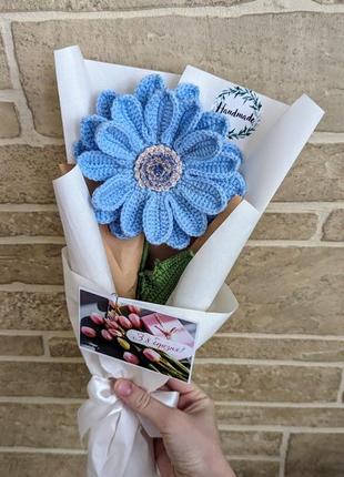 Вязанный цветок, букет, подарок1 фото