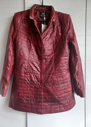 Куртка піджак стьобана вставки еко шкіра