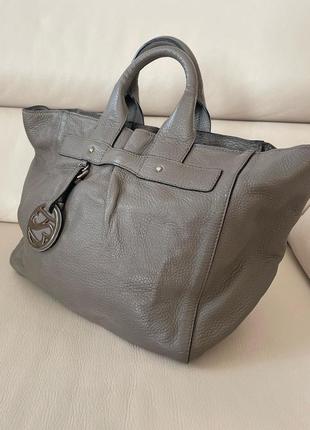 Велика шкіряна італійстка сумка шоппер tosca blu