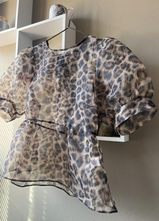 Обьемная прозрачная блузка в леопардовый принт топ коричневый new look7 фото