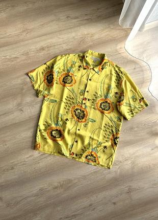 Гавайка tommy bahama яскрава гавайська сорочка чоловіча шовкова 100% silk шовк1 фото