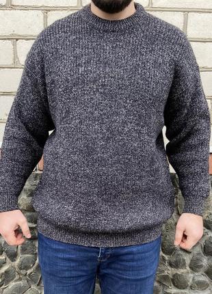 Barbour шерстяний светр оверсайз xl-xxl крупна в'язка сірий джемпер кофта вязаный свитер 100% шерсть