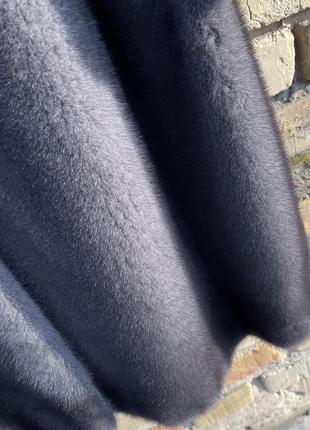 Шуба пальто норка з англійським воротом графіт блю оверсайз 105 см6 фото