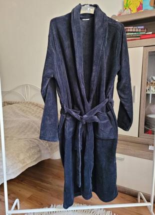 Домашній халат чоловічій колір темно-синій1 фото