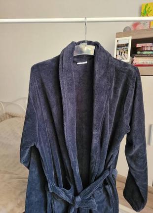 Домашній халат чоловічій колір темно-синій3 фото
