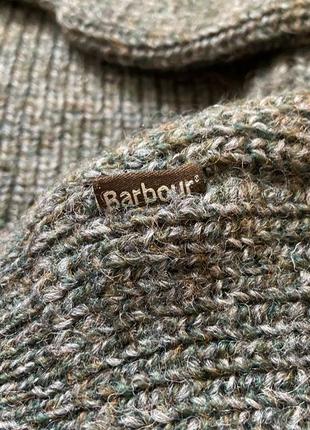 Barbour шерстяний светр оверсайз xl-xxl крупна в'язка зелений джемпер кофта вязаный свитер шерсть7 фото