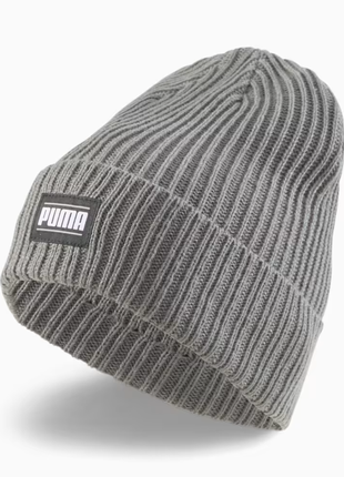 Серая зимняя шапка puma classic cuff ribbed beanie новая оригинал из сша1 фото