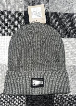 Серая зимняя шапка puma classic cuff ribbed beanie новая оригинал из сша5 фото