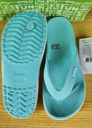 Кроксы crocs bayaband flip вьетнамки мятно голубые, женские крокс оригинал4 фото