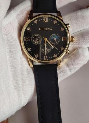 Дуже класний чоловічий годинник geneva black +браслет2 фото