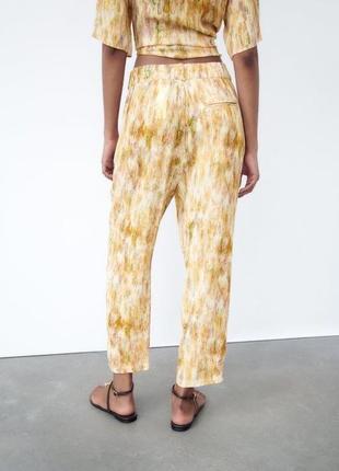 Zara брюки в пижамном стиле с металлизированной нитью2 фото