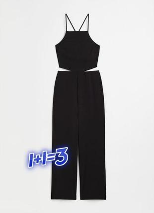 1+1=3 стильний чорний комбінезон з брюками ромпер missguided, розмір s - m