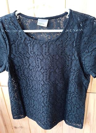 Черная ажурная блуза