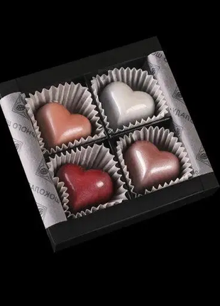 Набір шоколадних цукерок ручної роботи подарунковий «4u» чорний шоколад 4 шт1 фото