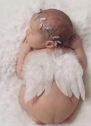 Крила білі та віночок для фотосесії немовляти