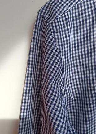 🖤 •~° розпродаж базова затишна сорочка в клітинку °~•  🖤 натуральна тканина синя в білий принт sale бавовна база оверсайз рубашка8 фото