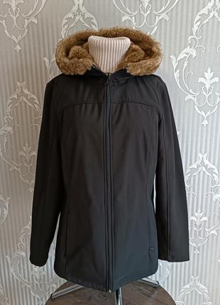 Тепла темно куртка c&a з капюшоном шоколадного кольору1 фото