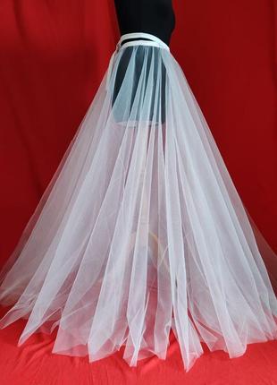 Юбка прозрачная фатиновая накидка шлейф для свадьбы невесты фотосессии4 фото