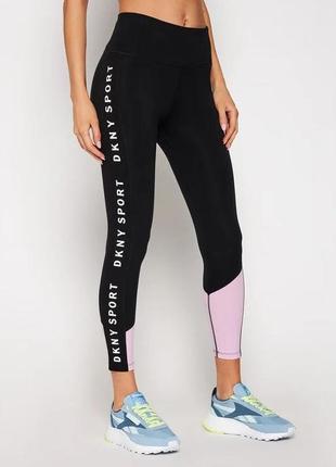 Стильные оригинальные спортивные лосины леггинсы с надписью dkny leggings 36/s