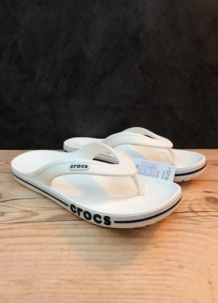 Крокс баябенд фліп вьетнамки шльопанці білі crocs bayaband flip white/navy