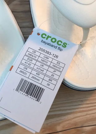 Крокс баябенд фліп вьетнамки шльопанці білі crocs bayaband flip white/navy6 фото