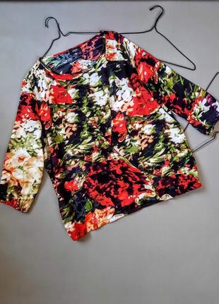 Женская блузка большая размер цветочный принт №6051 фото