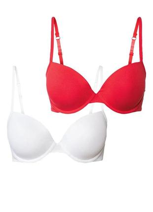Бюстгальтер білий червоний набір 2 шт, розмір 85b esmara сток  германия