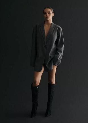 Сірий піджак, сірий жакет, оверсайз піджак від бренду pieces (only)2 фото