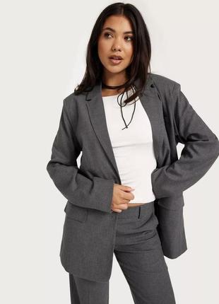 Сірий піджак, сірий жакет, оверсайз піджак від бренду pieces (only)1 фото