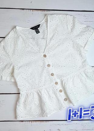 1+1=3 стильна біла натуральна блуза блузка new look, розмір 42 - 44
