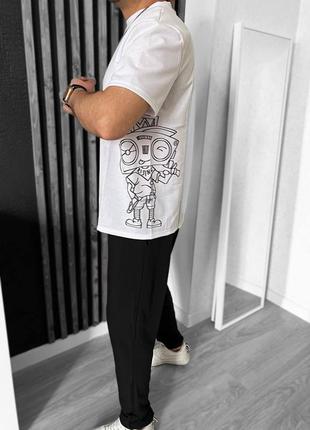 Чоловічий костюм с хітовим принтом спортивний повсякденний джогери і + футболка чорний білий чорно-білий4 фото