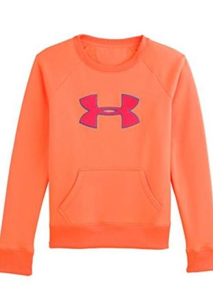 Крутой оригинальный свитшот на флисе under armour оранжевый неон 44-48