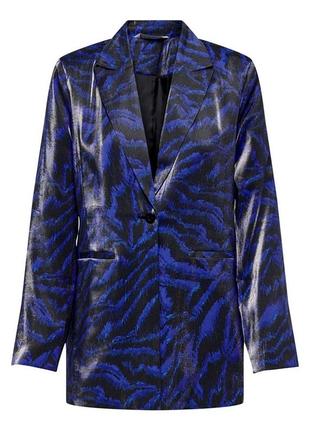 Піджак принтований, піджак в анімалістичний принт, чорно-синій піджак, жакет від бренду only2 фото
