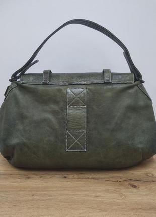 Belstaff оригінал велика шкіряна об'ємна сумка хобо тоут шопер портфель шопер торба трапеція ділова повсягденна дорожня зелена оливкова7 фото