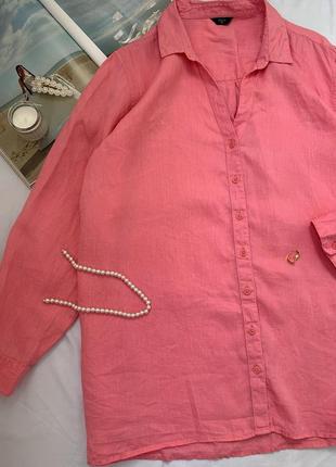 Рожева лляна сорочка8 фото